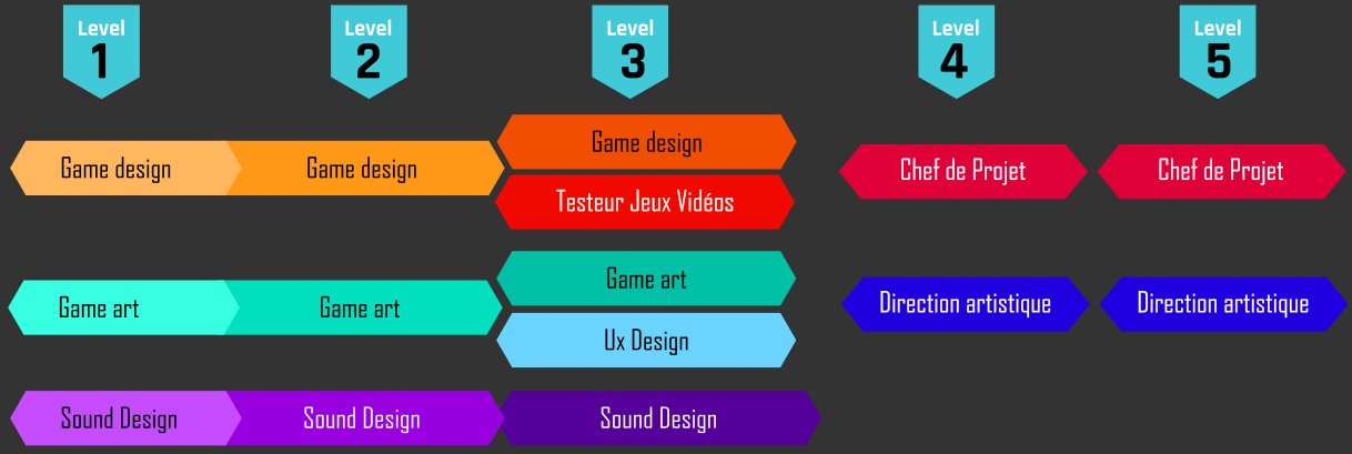 Schéma formations Jeu Vidéo et Gaming